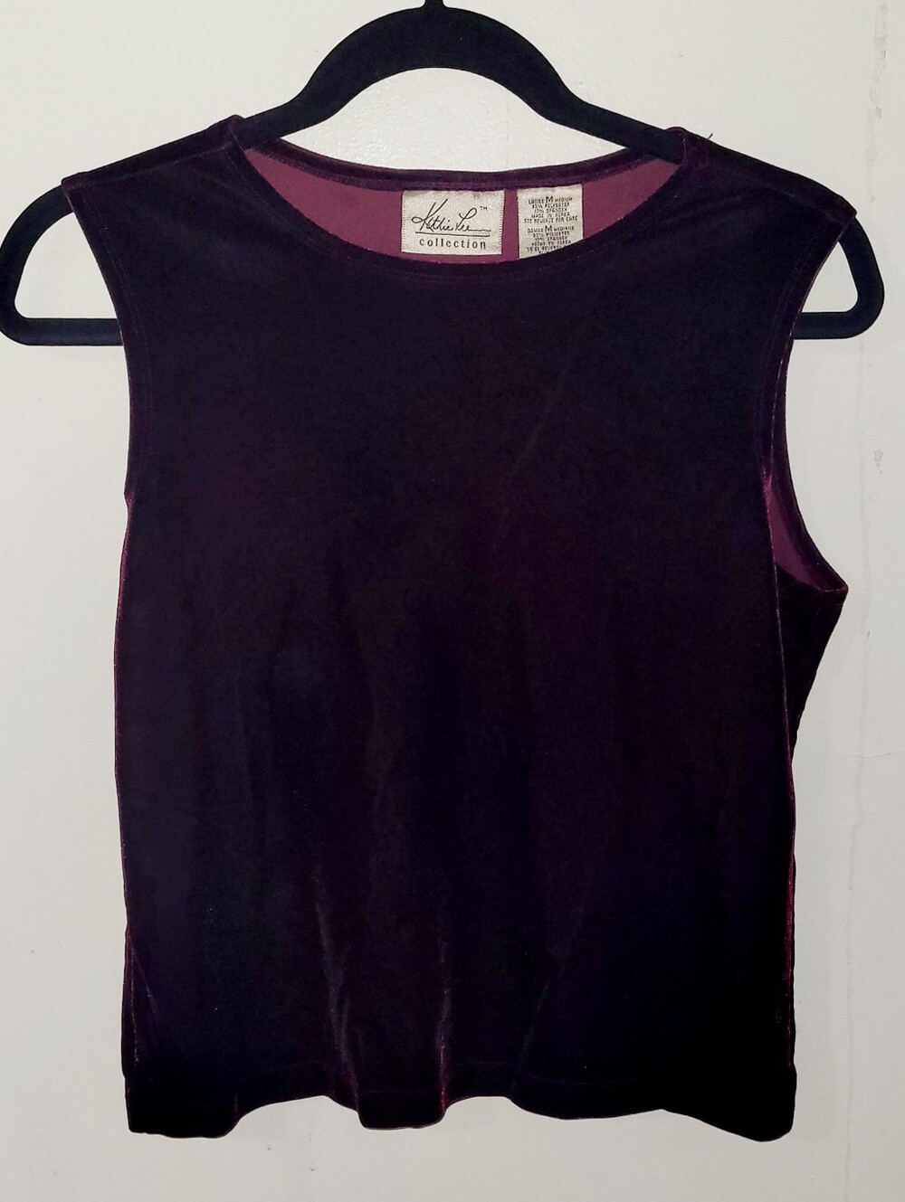 Vtg. 90s Kathie Lee Collection Size M Burgundy Velvet Velour Top Glam